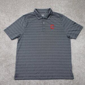 Cleveland Guardians Polo Shirt Mens Large Gray CB DryTec Polyester S/S‎ Pullover
